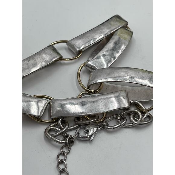 Robert Lee Morris Soho Designer Statement Necklace Hammered Silver Oval Links - Picture 16 of 16
